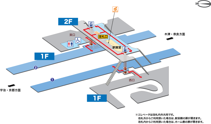 ＪＲ奈良線ＪＲ山城青谷駅構内案内図