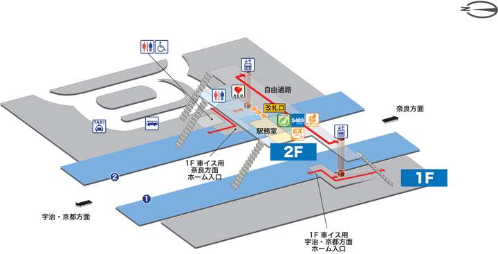 ＪＲ奈良線ＪＲ城陽駅構内案内図