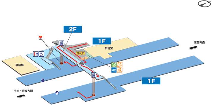 ＪＲ奈良線ＪＲ木幡駅構内案内図