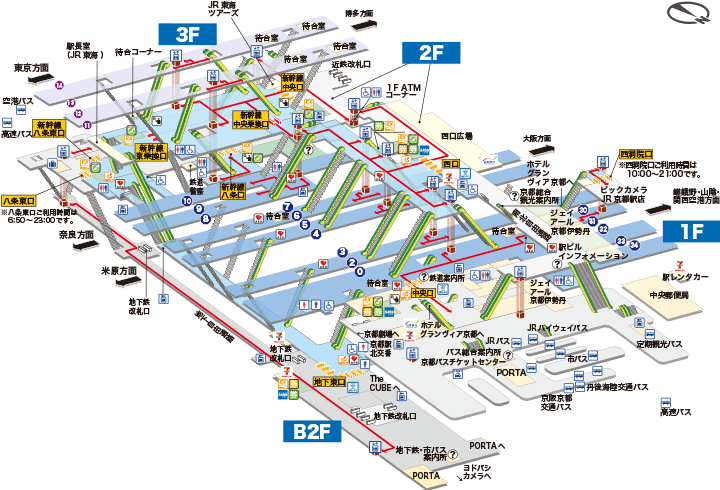 ＪＲ奈良線ＪＲ京都駅構内案内図