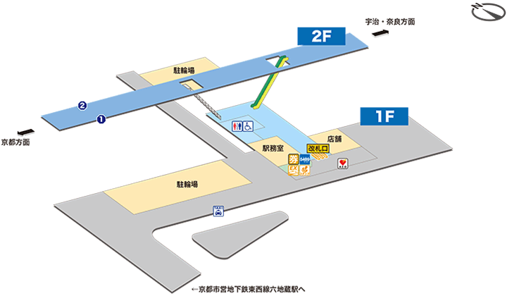 ＪＲ奈良線ＪＲ六地蔵駅構内案内図