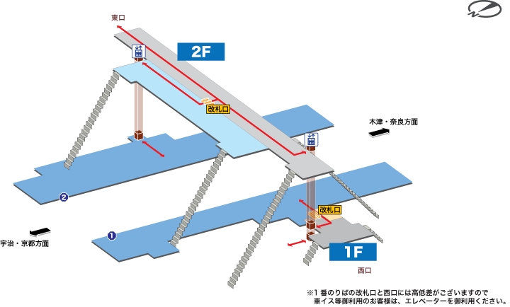ＪＲ奈良線ＪＲ山城多賀駅構内案内図